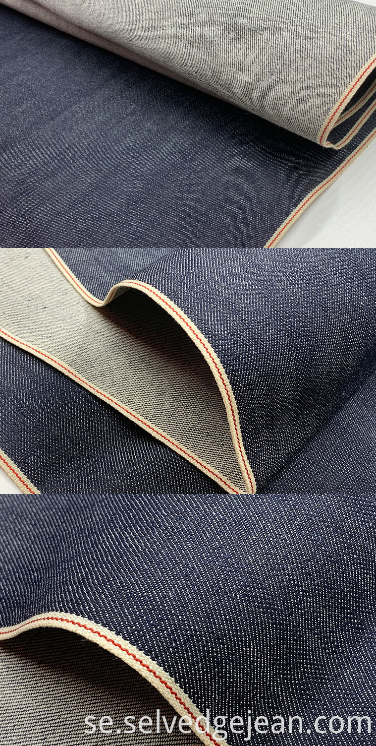 Japansk stil vintage kort vävstol 100% organisk certifierad bomull 15 oz selvedge denim tyg för män kvinnor jeans